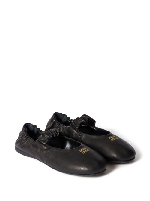 Black leather ballerina MIU MIU | 5F340EF-005EFXF0002